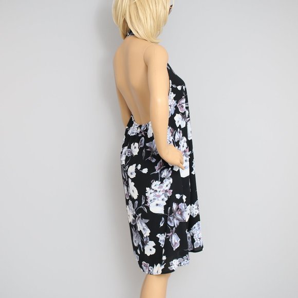 Mod Martin Floral Halter Neck Open Back Dress M - Picture 5 of 8